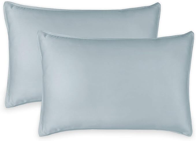 Genuine 100% Organic Viscose Derived from Bamboo, Luxuriously Soft & Cooling, Double Stitching, Envelope Closure (2 King Pillowcases, Sterling Blue)