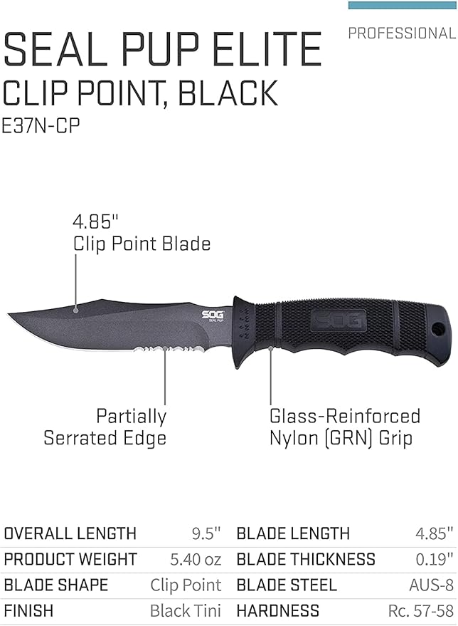 Fixed Blade Knives with Sheath - SEAL Pup Tactical Knife, Survival Knife and Hunting Knife w/ 4.75 Inch Blade and Knife Sheath