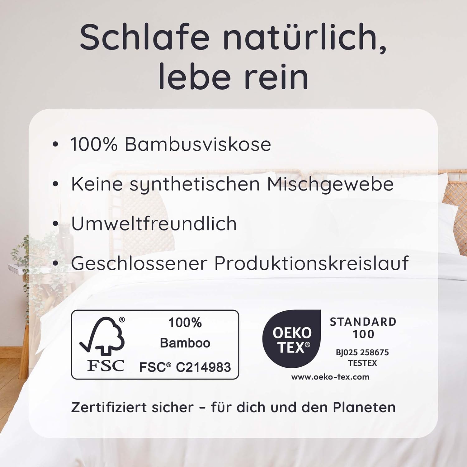 Bambaw Bamboo Bed Linen 135x200 cm, Summer Duvet Cover, Cooling Bedding 135x200, Skin-Friendly Allergy Duvet Cover, Sustainable and Environmentally Friendly 100% Bamboo Duvet Cover (White)