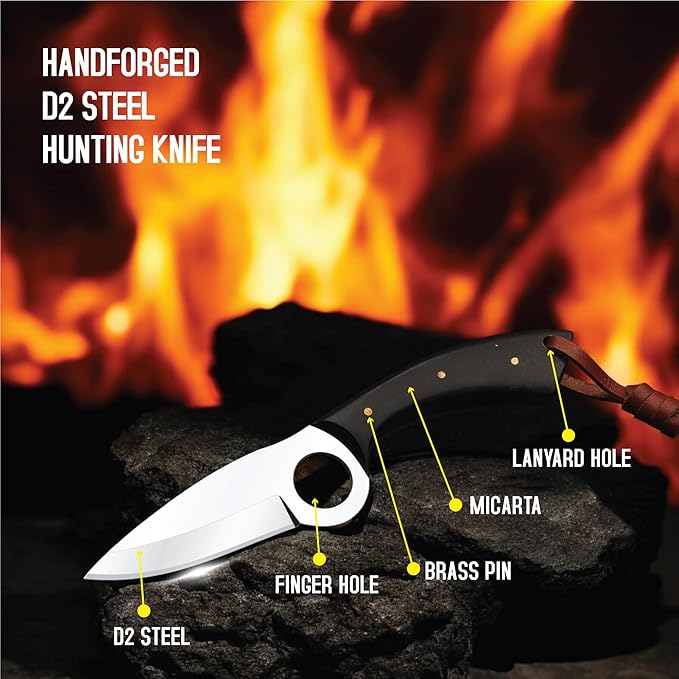 Predator Hunter - Fixed Blade Hunting Knife - 7 Inch hand Forged Full Tang Stainless Steel Knives For Hunting, Outdoor Camping, Hiking, Fishing, Bushcraft Knives With Leather Sheath. (Stainless Steel Knife)