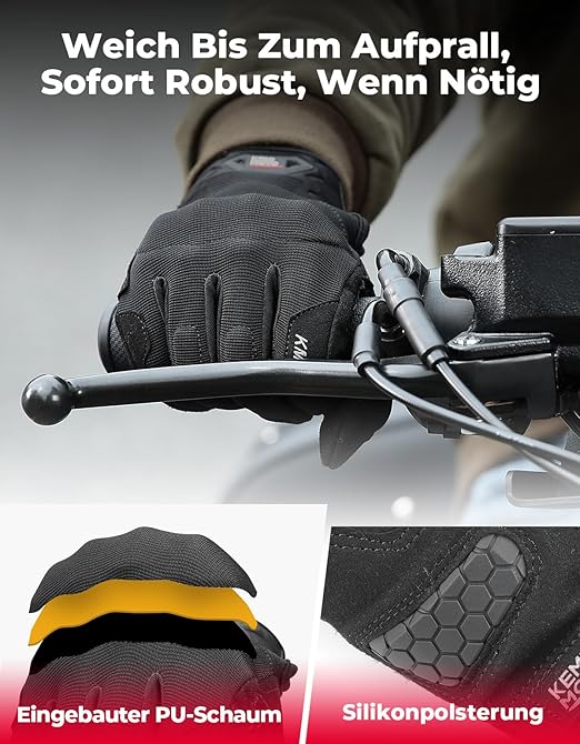 KEMIMOTO Men's Motorcycle Gloves with PU Foam, Touchscreen Non-Slip Motorcycle Gloves, Sports Gloves for Motorcycling, Racing,&nbsp;