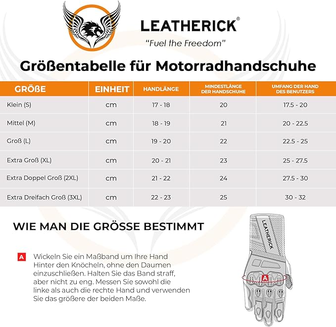 Leatherick Mens Black Genuine Leather Motorcycle Gloves - Padded Palm Touch Screen Compatibility CE Certified Motorcycle Gloves with Protective Knuckles