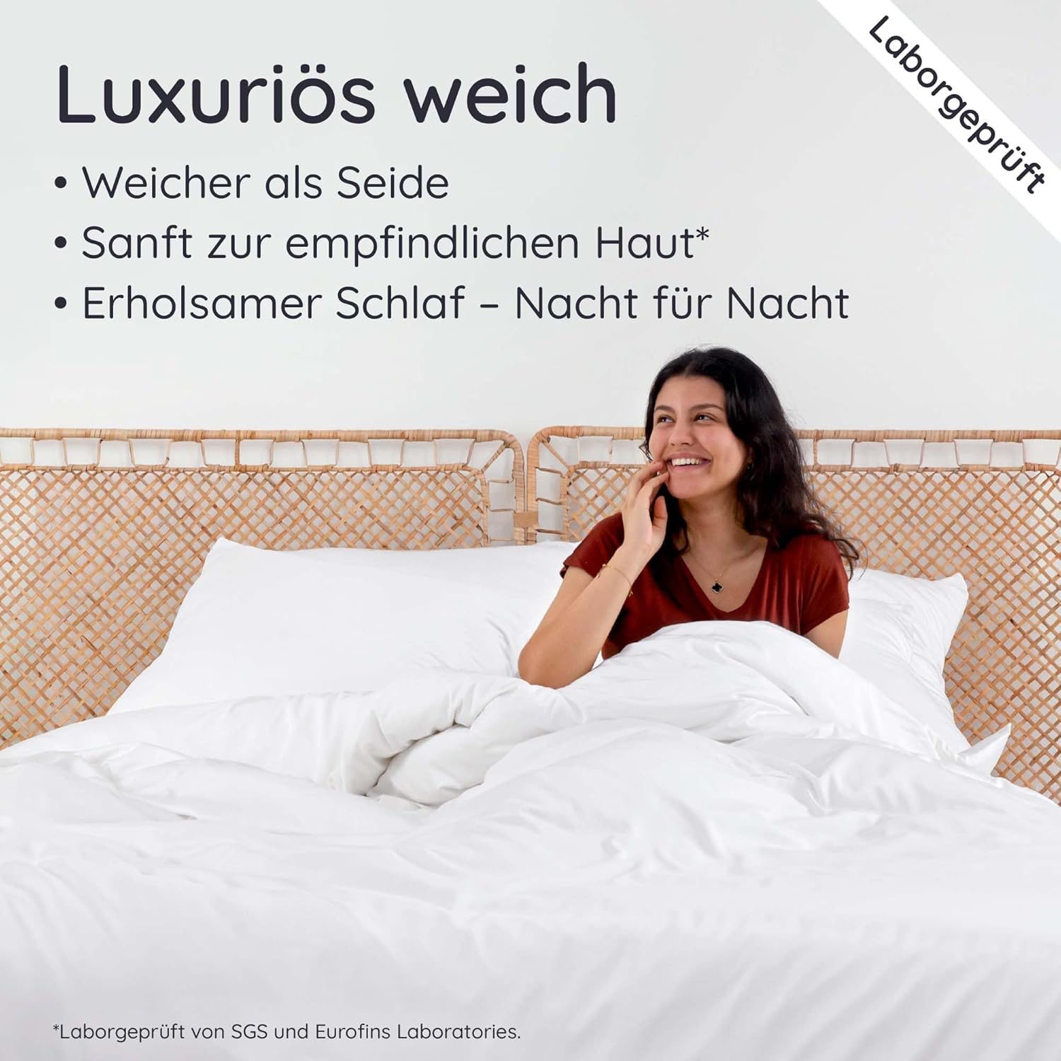 Bambaw Bamboo Bed Linen 135x200 cm, Summer Duvet Cover, Cooling Bedding 135x200, Skin-Friendly Allergy Duvet Cover, Sustainable and Environmentally Friendly 100% Bamboo Duvet Cover (White)