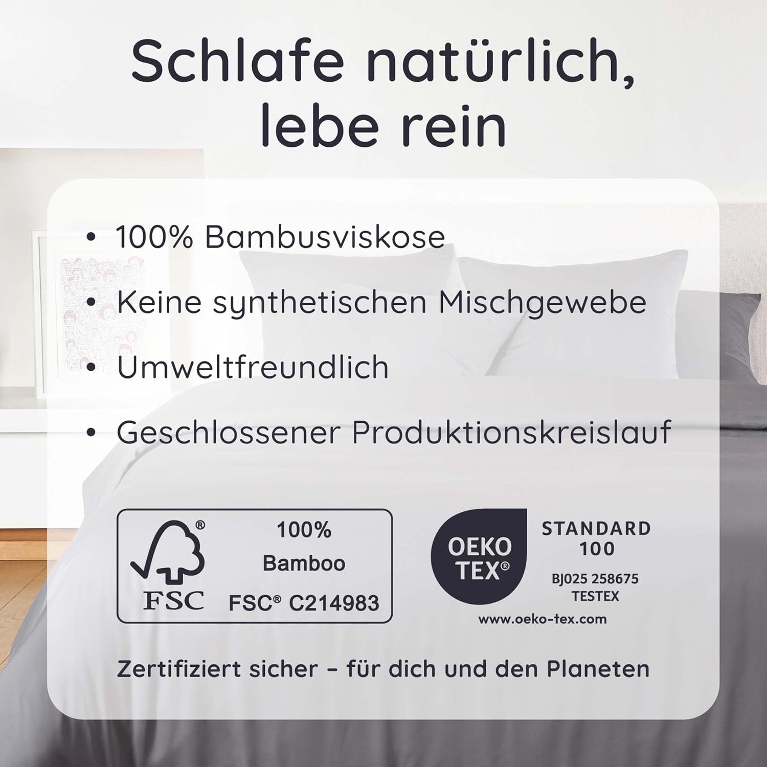 Bambaw Bamboo Bed Linen 135x200 cm, Summer Duvet Cover, Cooling Bedding 135x200, Skin-Friendly Allergy Duvet Cover, Sustainable and Environmentally Friendly 100% Bamboo Duvet Cover (White)