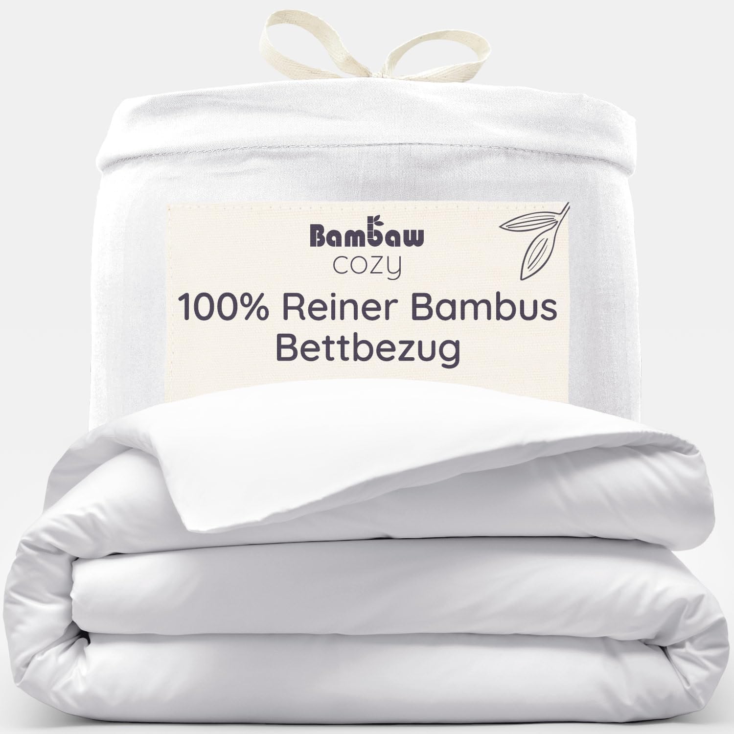 Bambaw Bamboo Bed Linen 135x200 cm, Summer Duvet Cover, Cooling Bedding 135x200, Skin-Friendly Allergy Duvet Cover, Sustainable and Environmentally Friendly 100% Bamboo Duvet Cover (White)