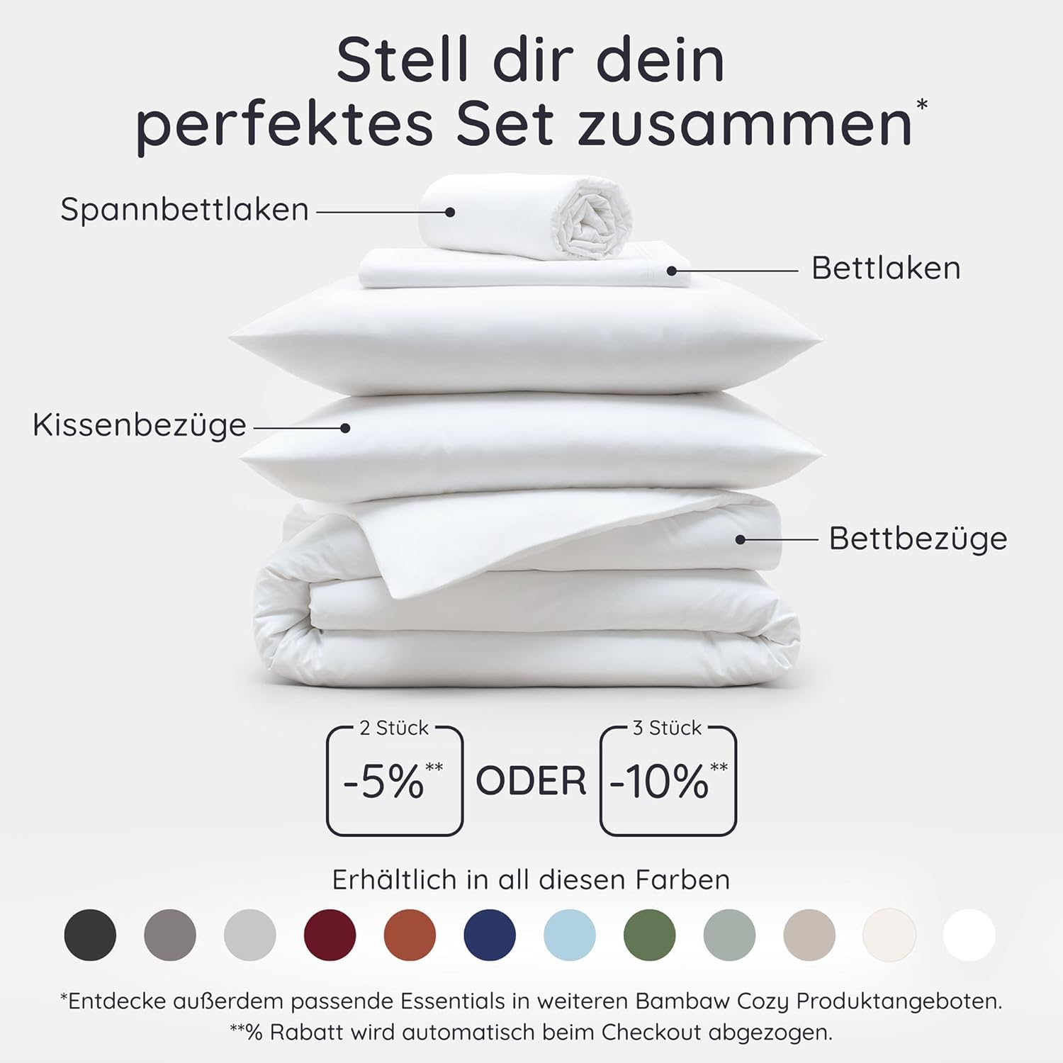 Bambaw Bamboo Bed Linen 135x200 cm, Summer Duvet Cover, Cooling Bedding 135x200, Skin-Friendly Allergy Duvet Cover, Sustainable and Environmentally Friendly 100% Bamboo Duvet Cover (White)