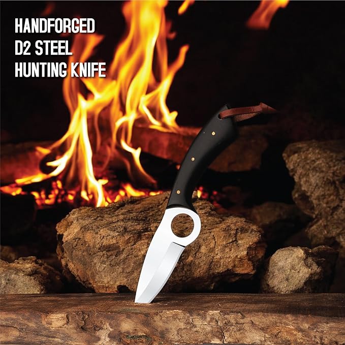 Predator Hunter - Fixed Blade Hunting Knife - 7 Inch hand Forged Full Tang Stainless Steel Knives For Hunting, Outdoor Camping, Hiking, Fishing, Bushcraft Knives With Leather Sheath. (Stainless Steel Knife)
