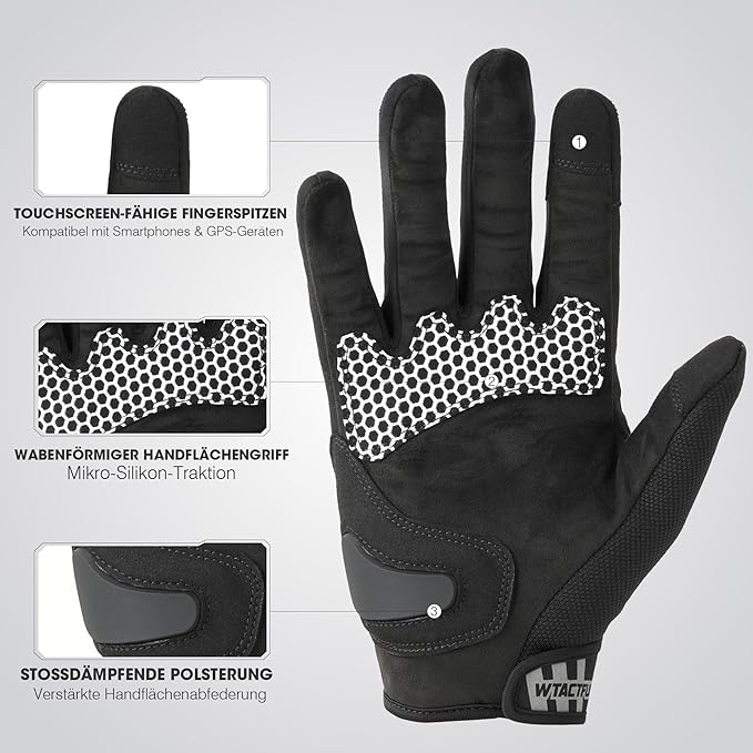 WTACTFUL Men's Lightweight Motorcycle Gloves Summer Men's with Protectors and Touchscreen Breathable for Motorcycle,