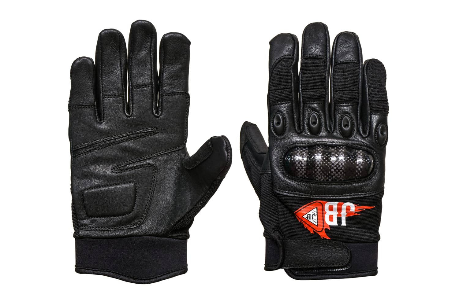 JB INDUSTRIE Motorcycle Gloves Men Women – Leather Summer Gloves with Touchscreen & Knuckle Protection – Breathable Full Finger Gloves for Motorcycle & Scooter