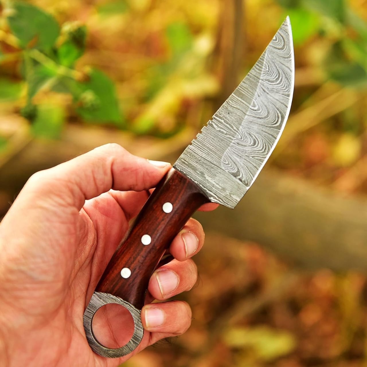 skinner knife skinner knife with sheath Damascus steel skinner knife wood handle