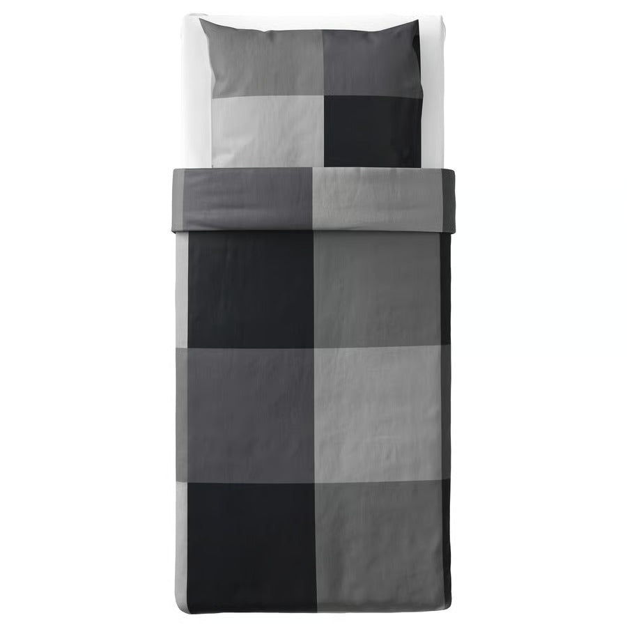 Duvet cover and pillowcase, black, 140x200/80x80 cm