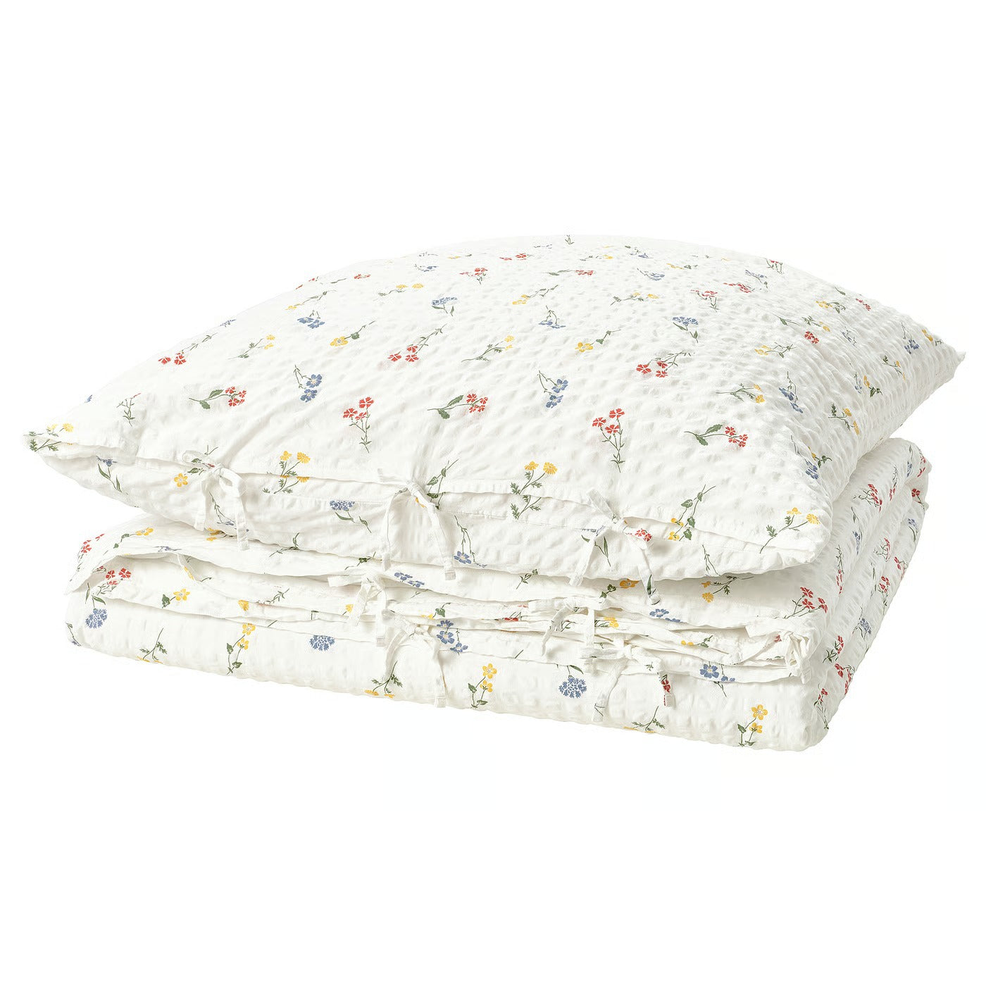 Duvet cover and pillowcase, white/floral pattern, 140x200/80x80 cm