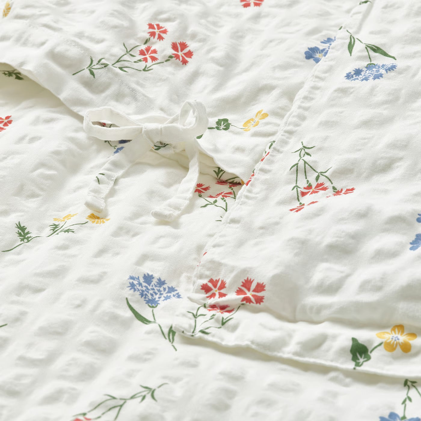 Duvet cover and pillowcase, white/floral pattern, 140x200/80x80 cm