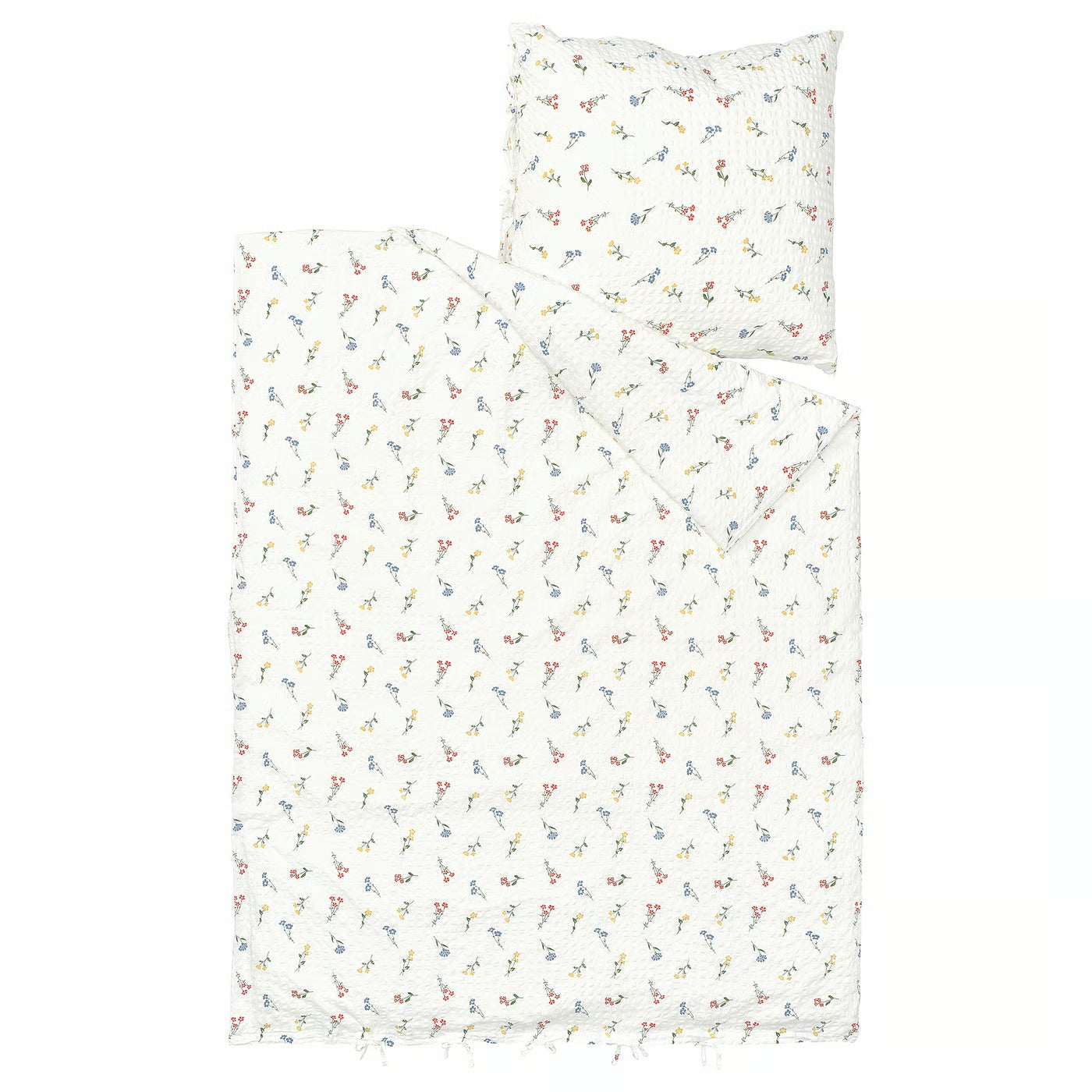 Duvet cover and pillowcase, white/floral pattern, 140x200/80x80 cm