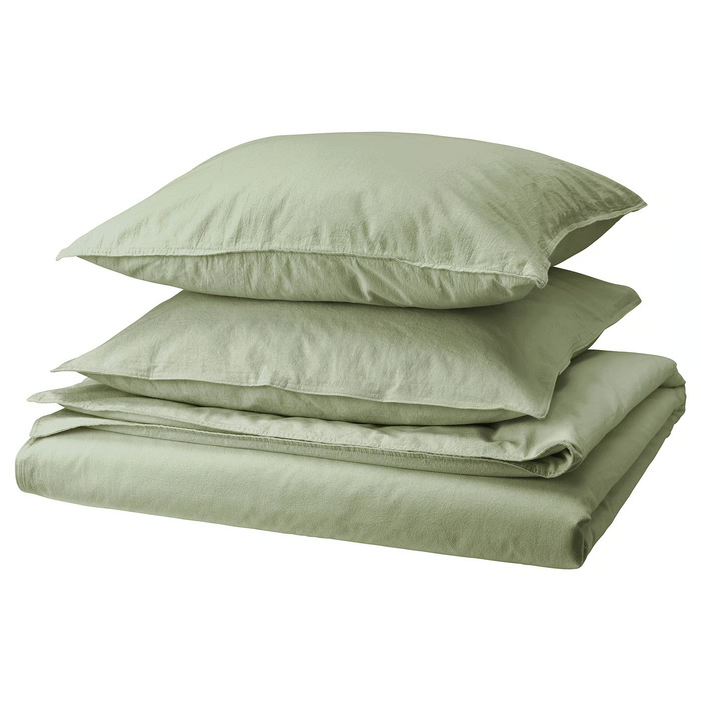 Duvet cover and 2 pillowcases, grey-green, 240x220/80x80 cm