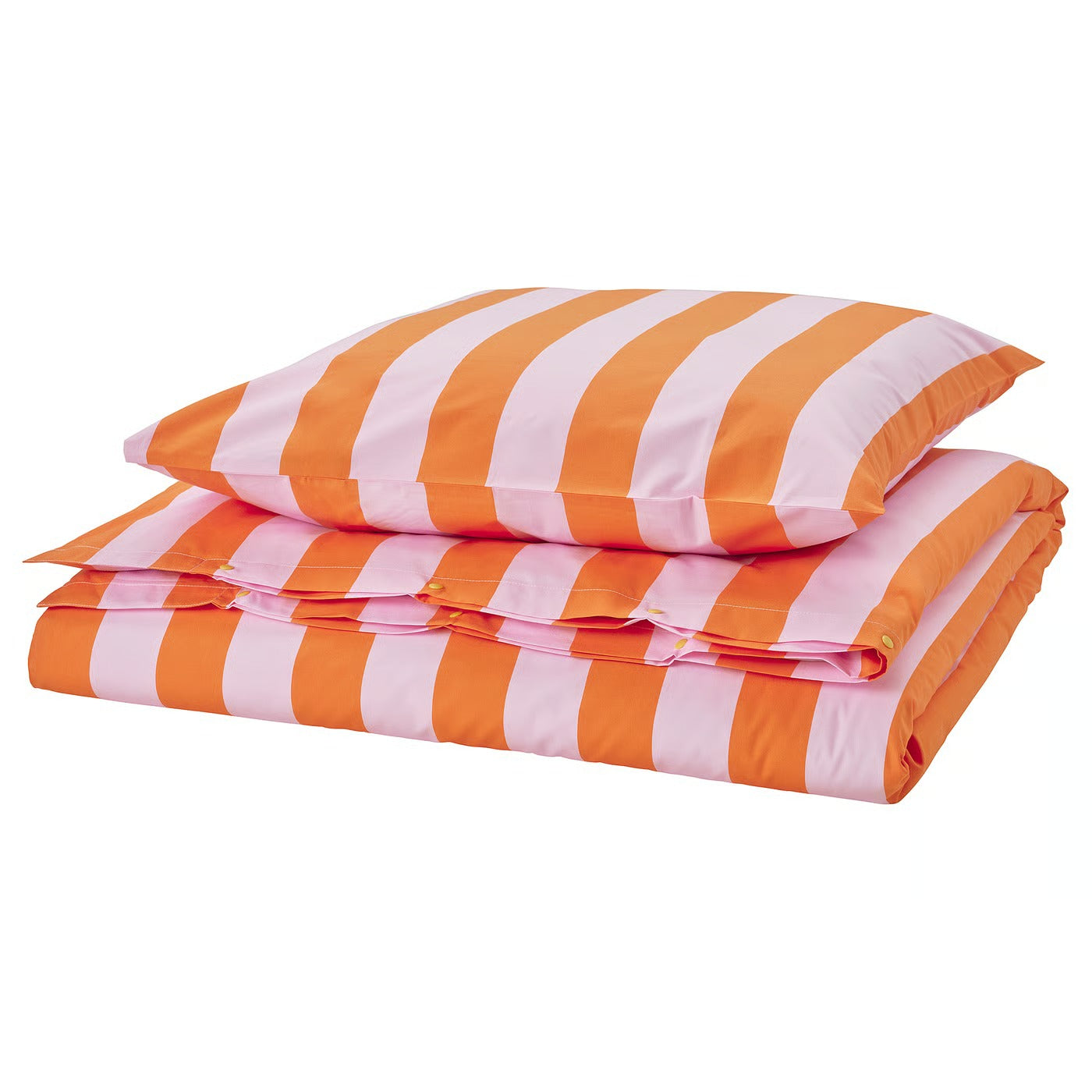 Duvet cover and pillowcase, orange/pink/striped, 140x200/80x80 cm