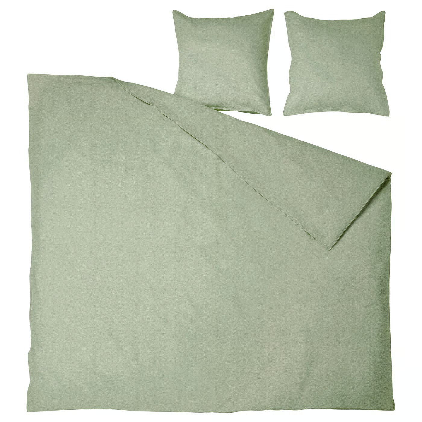 Duvet cover and 2 pillowcases, grey-green, 240x220/80x80 cm