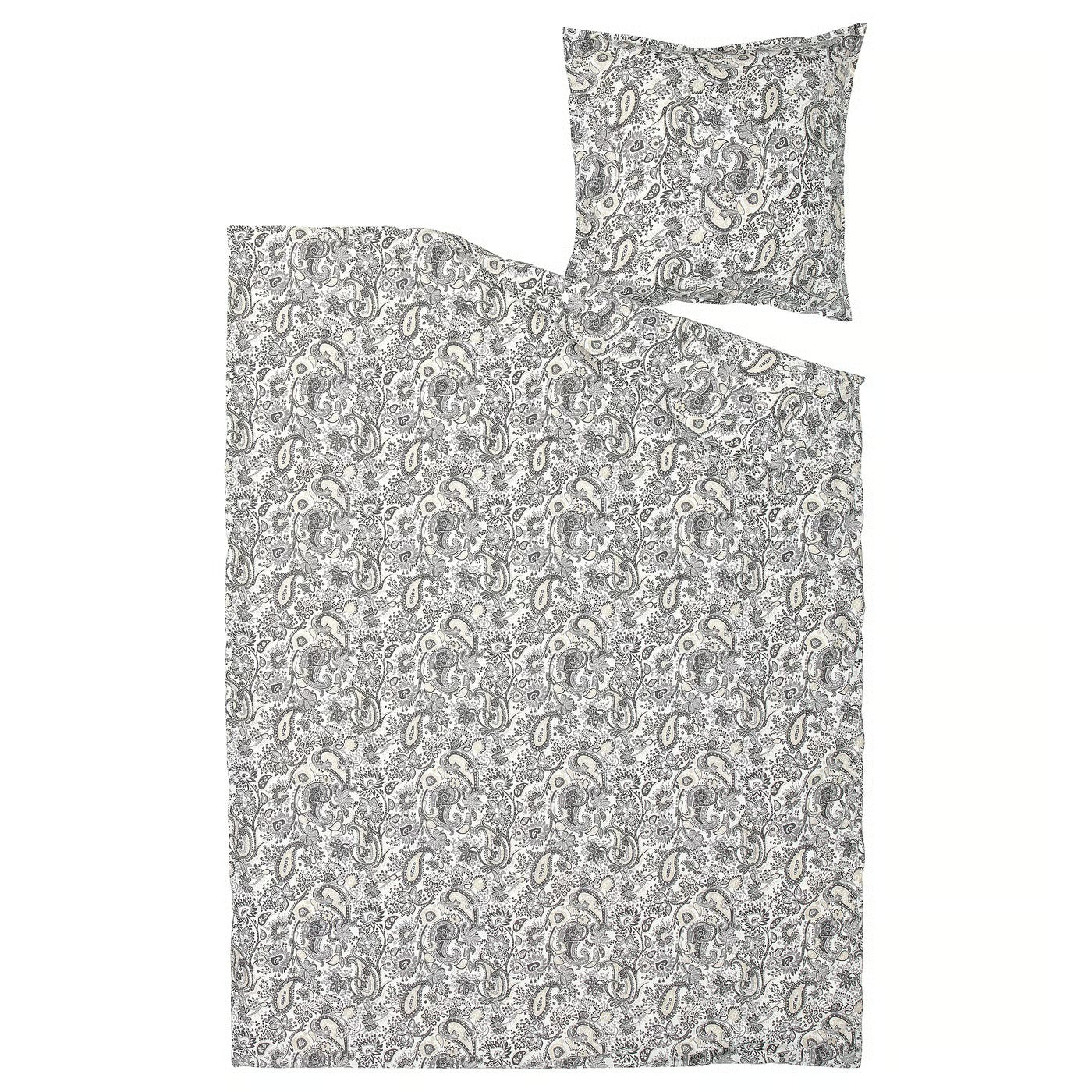 Duvet cover and pillowcase, grey/white, 140x200/80x80 cm