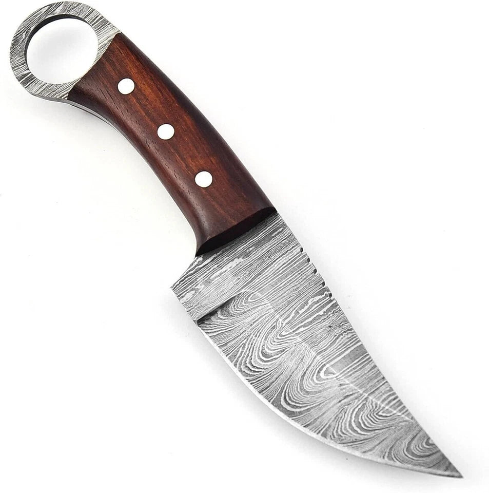 skinner knife skinner knife with sheath Damascus steel skinner knife wood handle