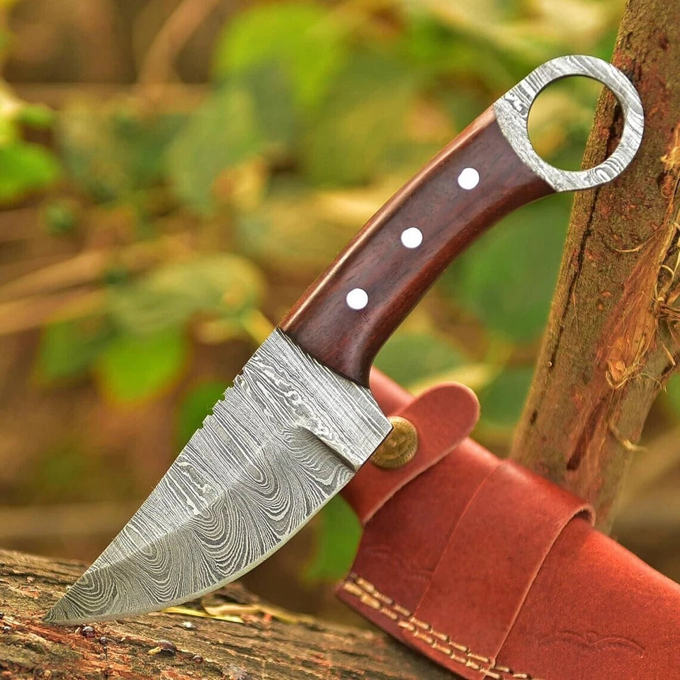 skinner knife skinner knife with sheath Damascus steel skinner knife wood handle