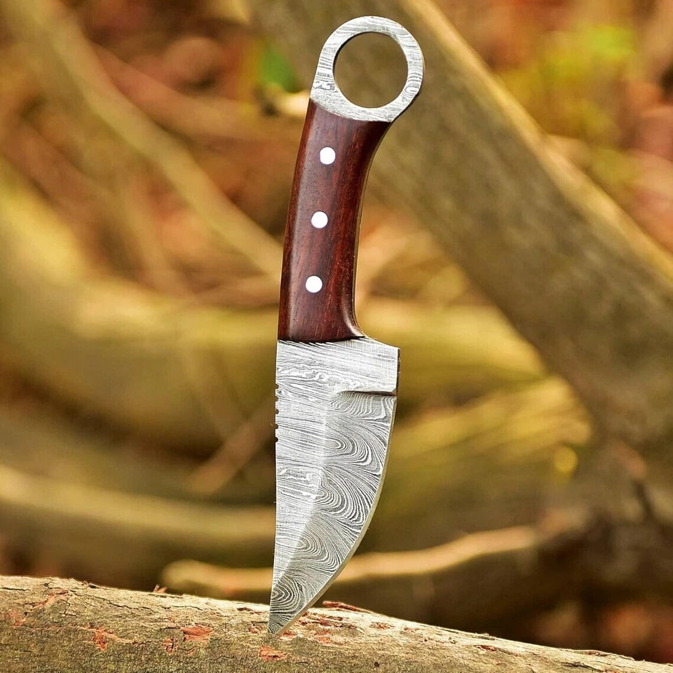 skinner knife skinner knife with sheath Damascus steel skinner knife wood handle